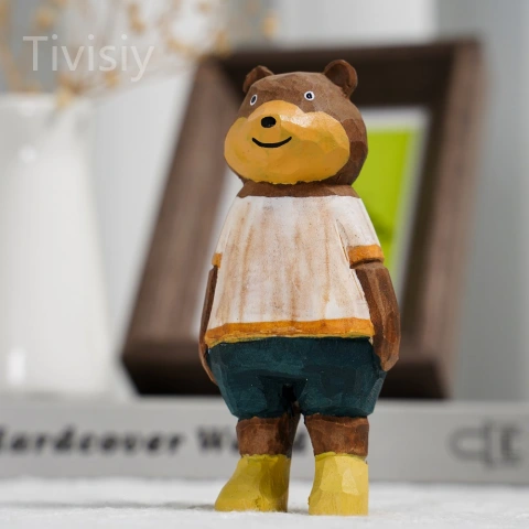Bears Handmade Wood Carving Ornament